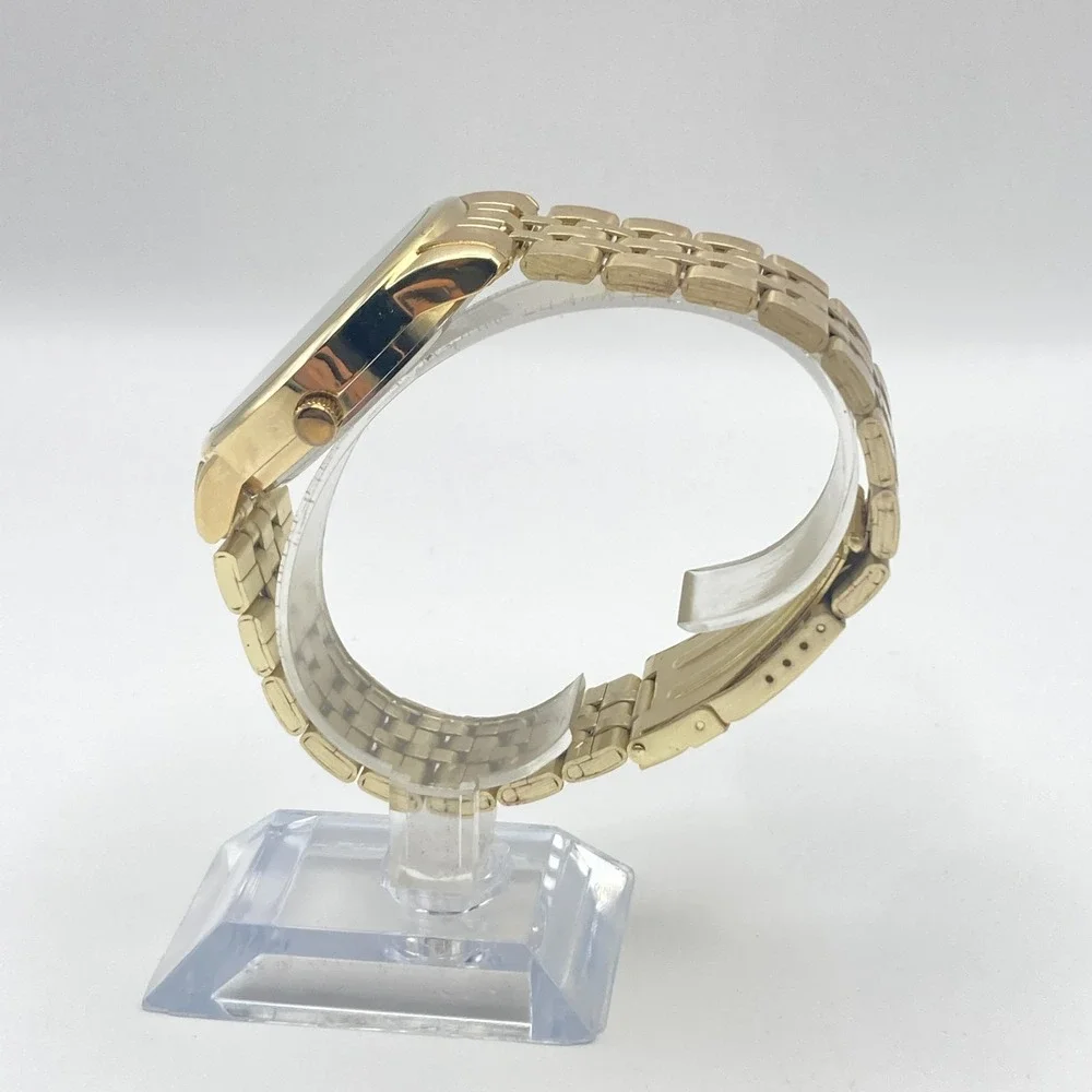 Eclipse Mens Watch 41mm Gold Tone Date Grey Dial 50M WR Classic New Battery 8